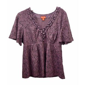 Women's Elle Large Plum Purple Lace Blouse -M1